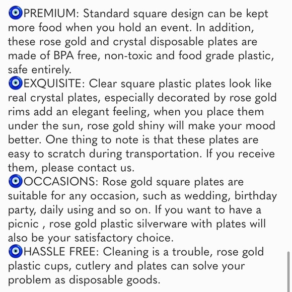 150 Pieces Rose Gold Square Plastic Plates with Silverware and Cups, Disposable - Picture 6 of 6